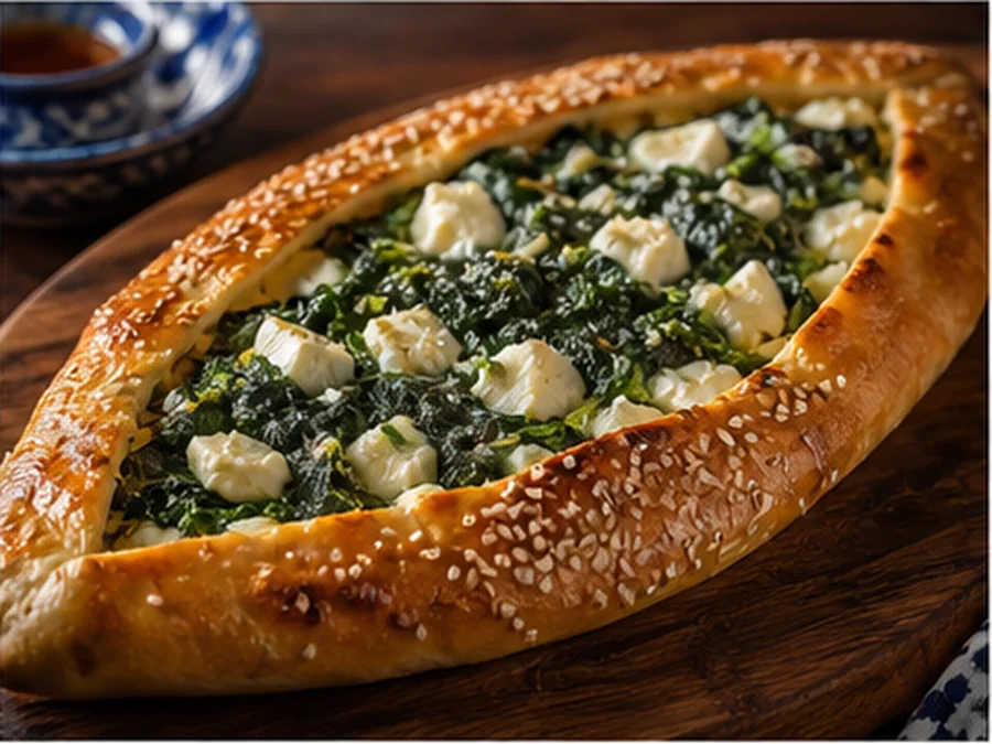 Spinach & Beyaz Peynir Pide at Anatolia Grill