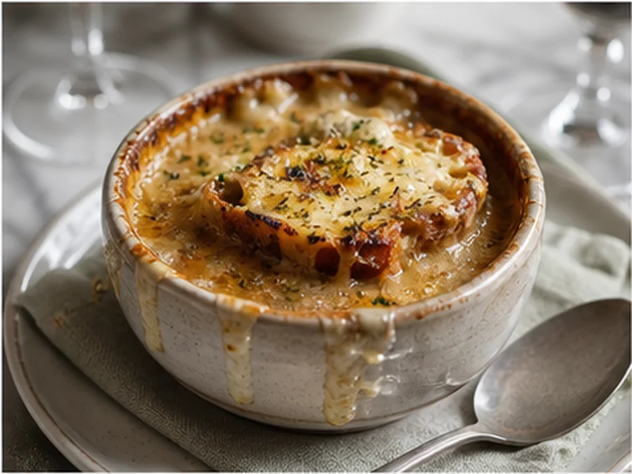 French Onion Soup at Maison Lumière Bistro