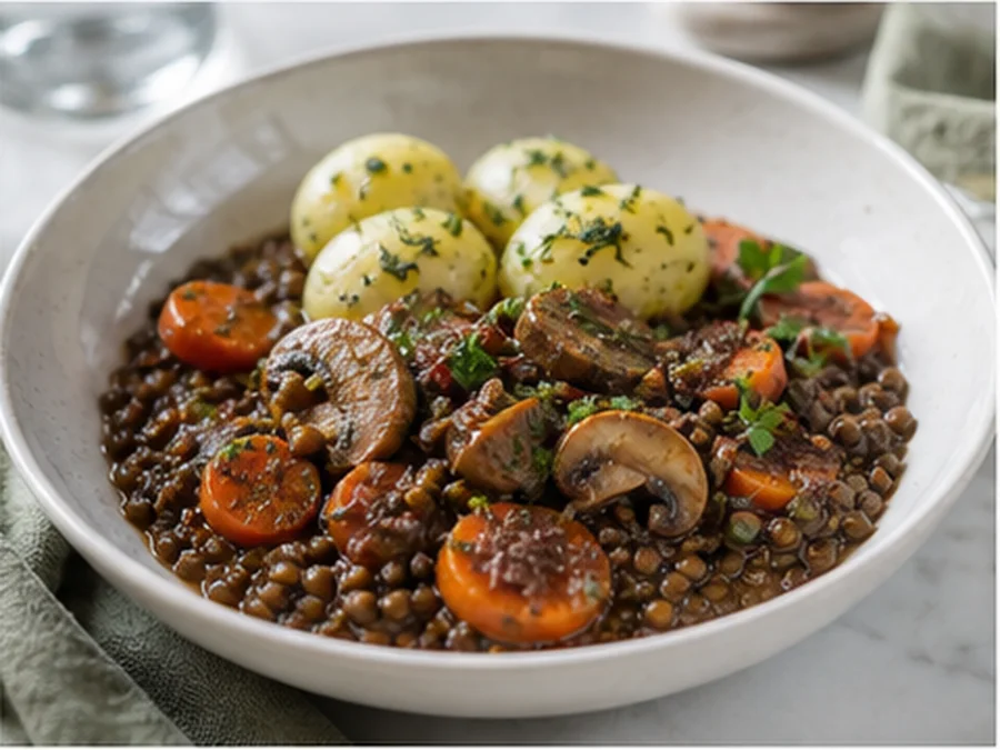 Lentil-Mushroom Bourguignon at Maison Lumière Bistro