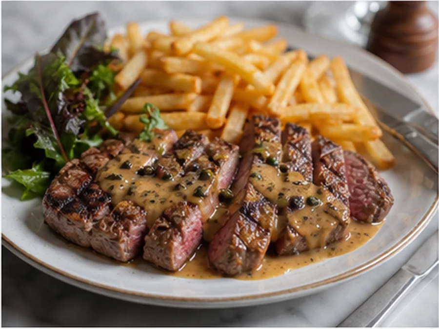 Steak Frites at Maison Lumière Bistro