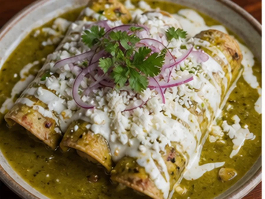 Chicken Enchiladas Verdes at Luna Roja Cocina